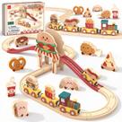 Conjunto de Trem de Madeira Lehoo Castle Tema Hambúrguer Brinquedo para Bebês Conjunto de Trem de Madeira Lehoo Castle Tema Hambúrguer Brinquedo para Bebês