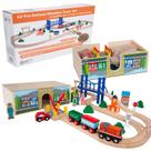 Conjunto de trem de madeira Orbrium Deluxe 52 unidades com túnel de caixa de armazenamento