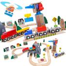 Conjunto de trem de madeira ORBRIUM Lift and Load com guindaste magnético