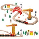 Conjunto de trem de madeira SainSmart Jr. para criança, 41 unidades com guindaste