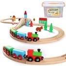 Conjunto de Trem de Madeira SainSmart Jr. para Crianças - Design de Dupla Face Conjunto de Trem de Madeira SainSmart Jr. para Crianças - Design de Dupla Face