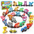 Conjunto de trem de madeira Vanmor Snap-Connection Animal Trains 3-5yo