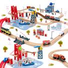Conjunto de trem Giant Bean Busy Port City 117 unidades para crianças a partir de 3 anos