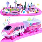 Conjunto de trem SCKTYZS Pink Musical Electric com sorvete 3D DIY