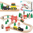 Conjunto de trem Tiny Land Wooden, 39 unidades para crianças pequenas com trilhos