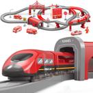Conjunto de trem Wdmiya para crianças pequenas com 92 unidades de trens elétricos de 2 a 8 anos