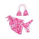 Conjunto de três peças de biquíni com saia de maiô sexy europeu e americano