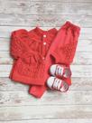 Conjunto de Trico Bebê Casaco Calça Gorro Luva Sapato 5 pçs