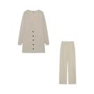 Conjunto De Tricô Feminino De Outono/Inverno Em Três Peças: Jaqueta, Colete E Calças, Estilo