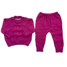 Conjunto de Tricô Maya Corações Blusa e Calça Rosa Forte Conjunto de Tricô Maya Corações Blusa e Calça Rosa Forte