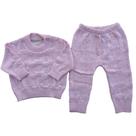 Conjunto de Tricô Maya Corações Blusa e Calça Rosa Pastel Conjunto de Tricô Maya Corações Blusa e Calça Rosa Pastel