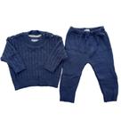 Conjunto de Tricô Théo Trabalhado Azul Mescla Conjunto de Tricô Théo Trabalhado Azul Mescla