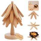 Conjunto de Trivets de Madeira FONYICK em Formato de Árvore de Natal - Madeira de Faia