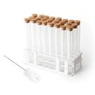 Conjunto de tubos de ensaio de vidro BKMAMLAB 24 unidades de 80 mL com rolhas de cortiça Conjunto de tubos de ensaio de vidro BKMAMLAB 24 unidades de 80 mL com rolhas de cortiça
