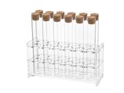 Conjunto de tubos de ensaio de vidro HUAOU 30mL com rolha de cortiça com rack de 12 unidades