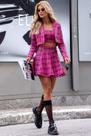 Conjunto de Tweed Pull Jish três peças - Limonada Pink