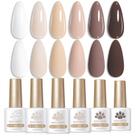 Conjunto de unhas com esmalte de gel Born Pretty 6 cores em tons de pele nua