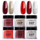 Conjunto de unhas Dip Powder AZUREBEAUTY Red Burgundy Rose 6 cores Conjunto de unhas Dip Powder AZUREBEAUTY Red Burgundy Rose 6 cores