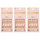 Conjunto de unhas Gold Finger Gel Glam Design (pacote com 3) com cola e bastão