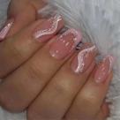 Conjunto De Unhas Postiças Destacáveis Com Design De Linha Francesa Rosa, Cobertura Total, 24 Peças,