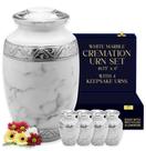 Conjunto de urnas de cremação GR8 em mármore branco com 4 urnas de lembrança para adultos