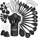 Conjunto de utensílios de cozinha AIKKIL 43 unidades com suporte de silicone preto