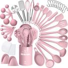 Conjunto de utensílios de cozinha AIKKIL Silicone 43 unidades rosa resistente ao calor