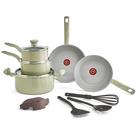 Conjunto de utensílios de cozinha antiaderente de cerâmica reciclada T-Fal 12 peças Conjunto de utensílios de cozinha antiaderente de cerâmica reciclada T-Fal 12 peças