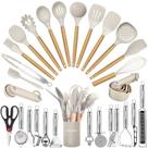 Conjunto de utensílios de cozinha BESTZMWK 35 unidades de silicone e madeira