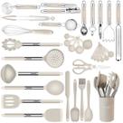Conjunto de utensílios de cozinha BESTZMWK Silicone 33 unidades com suporte cáqui