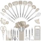 Conjunto de utensílios de cozinha BESTZMWK Silicone Cooking 33 Gadgets Khaki