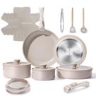 Conjunto de utensílios de cozinha Chef Power Ceramic Nonstick 19 peças Taupe