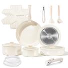 Conjunto de utensílios de cozinha Chef Power Ceramic Nonstick 19 unidades de creme branco