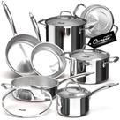 Conjunto de utensílios de cozinha Ciwete Tri-Ply em aço inoxidável de 11 peças de indução
