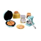 Conjunto de utensílios de cozinha com móveis de casa de bonecas em miniatura com sapo