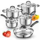 Conjunto de utensílios de cozinha Cook N Home em aço inoxidável de 10 peças prateado