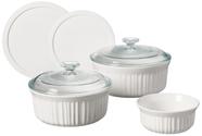 Conjunto de utensílios de cozinha CorningWare French White, 7 peças de cerâmica com tampas
