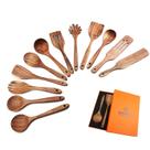 Conjunto de utensílios de cozinha de madeira BOKALAKA Teak Wood 12 peças Conjunto de utensílios de cozinha de madeira BOKALAKA Teak Wood 12 peças