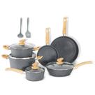 Conjunto de utensílios de cozinha DishDelight Induction Non Stick, 12 peças, cinza