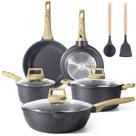 Conjunto de utensílios de cozinha GiPP: panelas e frigideiras antiaderentes, 10 unidades de granito branco
