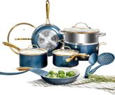 Conjunto de Utensílios de Cozinha Gotham Steel 15 Peças - Cerâmica Antiaderente Azul Marinho