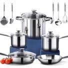 Conjunto de utensílios de cozinha HOMICHEF em aço inoxidável sem níquel de 14 peças