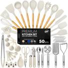 Conjunto de utensílios de cozinha Kaluns, 50 peças de silicone com alças de madeira
