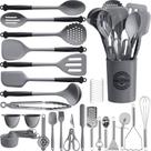Conjunto de utensílios de cozinha Kikcoin 43 peças cinza silicone com suporte