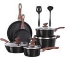 Conjunto de utensílios de cozinha Kitchen Academy Induction, antiaderente, 12 unidades, preto