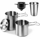 Conjunto de utensílios de cozinha KOKKOYA Camping Pot em aço inoxidável 4 unidades