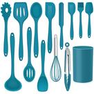 Conjunto de utensílios de cozinha LIANYU 14 peças com suporte de silicone azul escuro