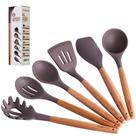 Conjunto de utensílios de cozinha Maphyton Silicone 6 peças com alça de madeira