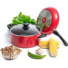Conjunto de utensílios de cozinha Moss & Stone, 3 peças, antiaderente, alumínio vermelho