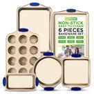 Conjunto de utensílios de cozinha NutriChef de 6 peças em aço carbono com alça de silicone